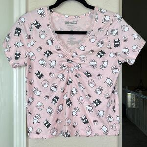 Sanrio Hybrid Hello Kitty and Friends baby Pink tee Shirt top Women Size L #705